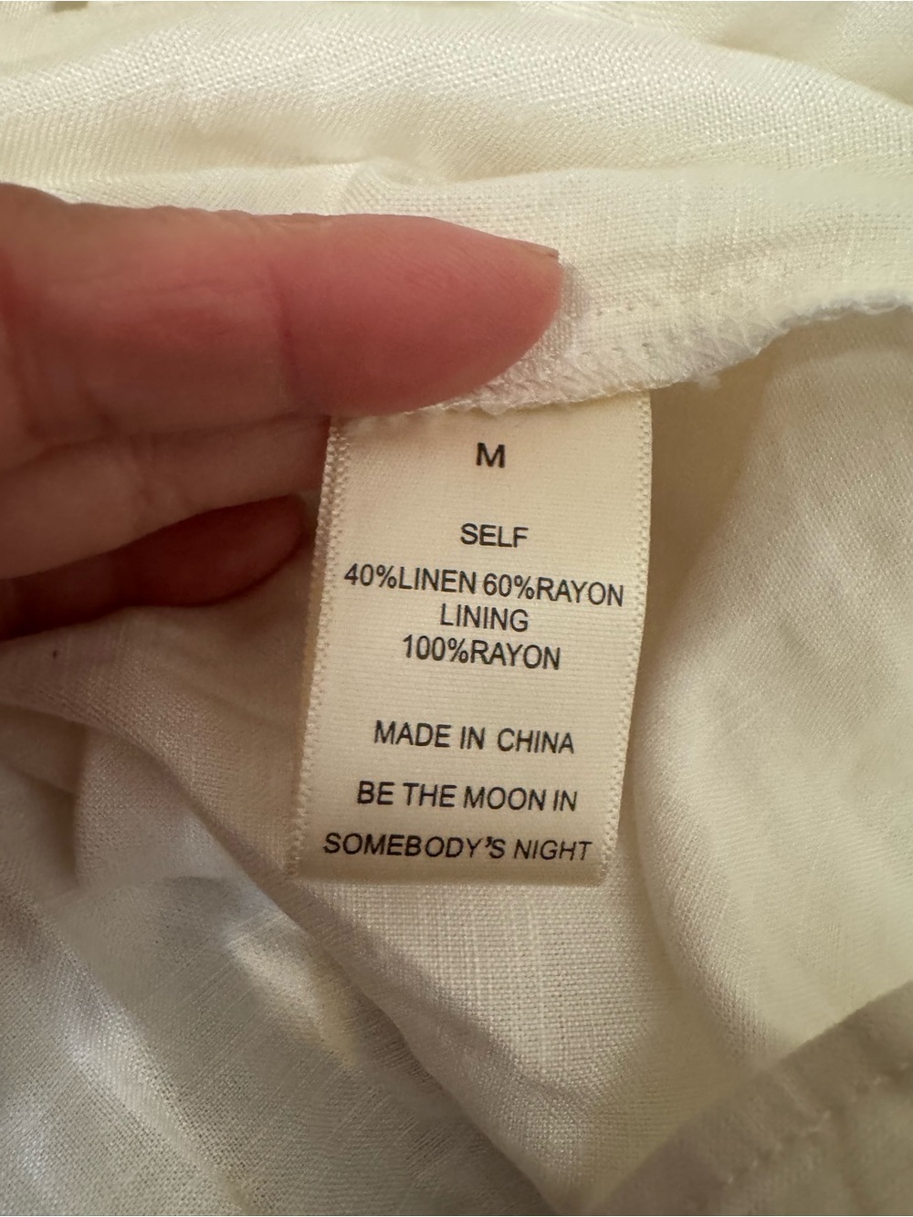 New Linen Blend Dress Smocked Dropped Waist Size Medium Ivory Cream - Picture 7 of 11